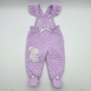 Vintage Tiny Tots Original Lavender Quilted Squirrel Footed Romper Size‎ 6-9M